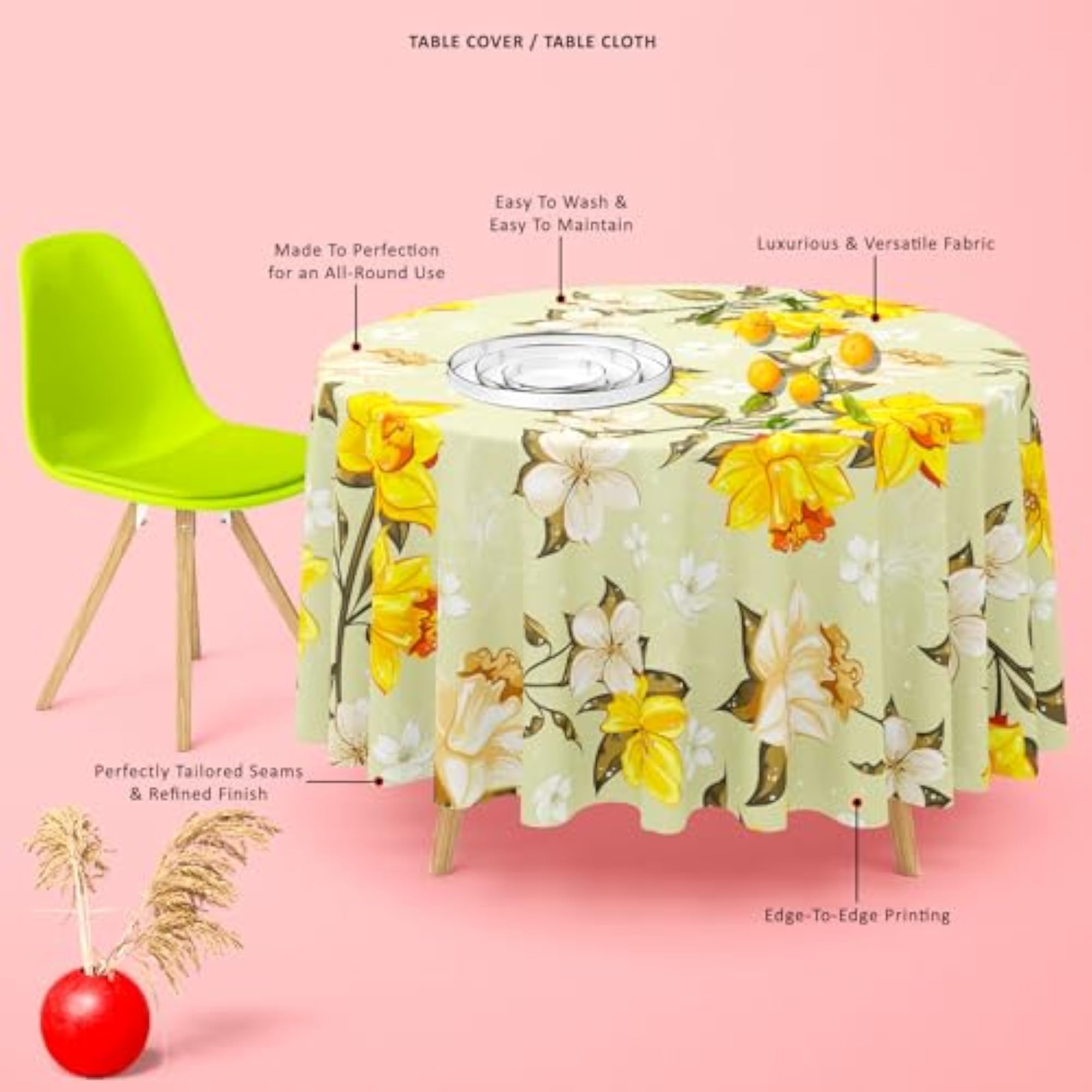 Dotted Lineart Table Cloth Cover for Dining